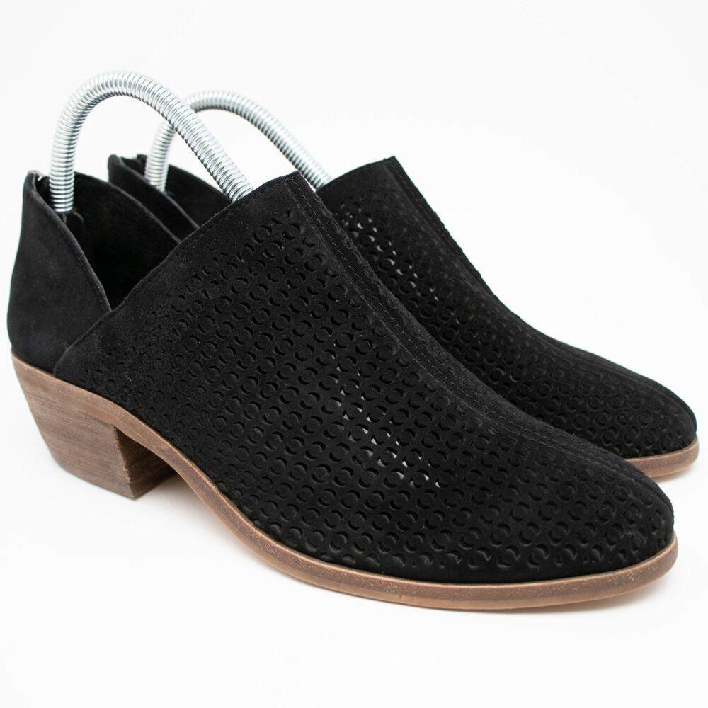 Vince‎ Camuto Paleta Black Perforated Suede Ankle Boots Womens SIZE 8.5